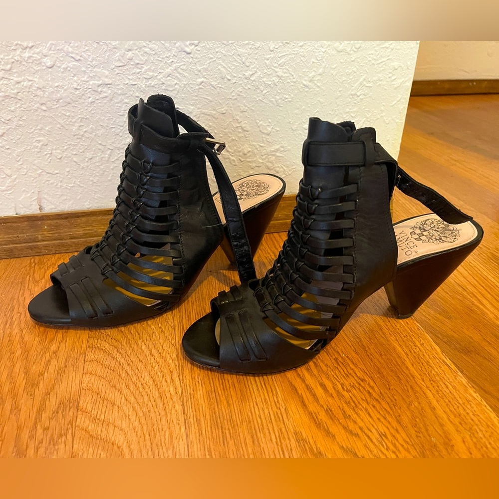 Vince Camuto open toed leather heels